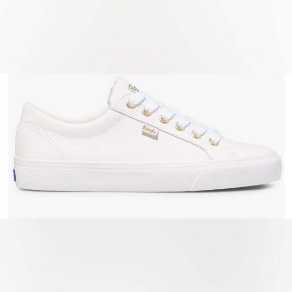 💙🤍Keds Jump Kick Leather Sneaker🤍💙 white with blue laces